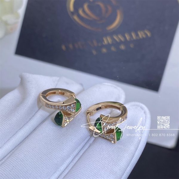 Marli Cleo Diamond Huggie Earrings In Rose Gold Green Agate (2)