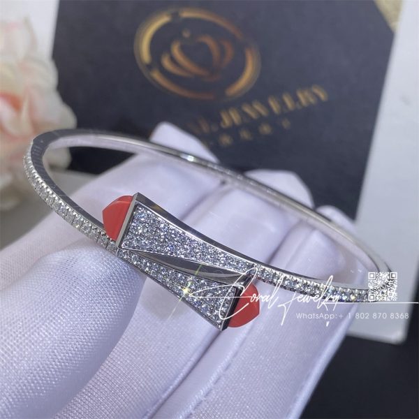 Marli Cleo Diamond Midi Slip On Bracelet In White Gold Carnelian (3)