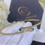 Marli Cleo Diamond Slim Slip On Bracelet In Yellow Gold Green Agate (2)