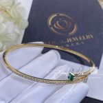 Marli Cleo Diamond Slim Slip On Bracelet In Yellow Gold Green Agate (5)