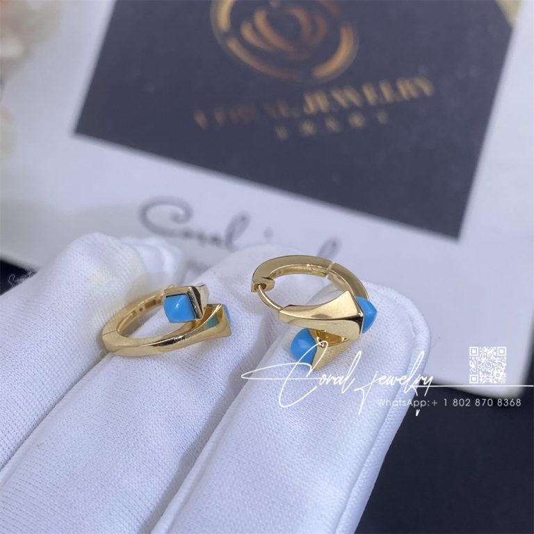 Marli Cleo Gold Huggie Earrings In Yellow Gold Turquoise (1)