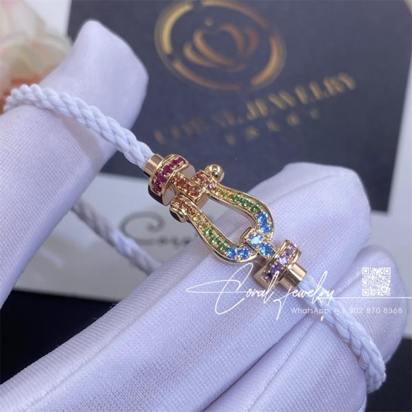 Fred Force 10 Bracelet 18k Pink Gold And Colored Stones Medium Model Ref 0b0156 6b0286 (3)