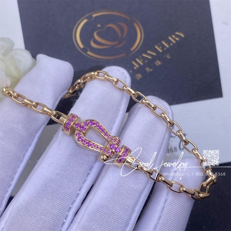 Fred Force 10 Bracelet 18k Pink Gold And Pink Sapphires Medium Model Ref 0b0090 6b1110 (2)