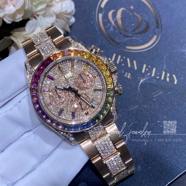 Rolex Cosmograph Daytona Rainbow Pave Rose Gold 116595rbow 0002 (2)