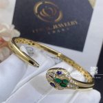 Bulgari Serpenti 18 Kt Yellow Gold Bracelet Set With Blue Sapphire Eyes, Malachite Elements And Pavé Diamonds (7)