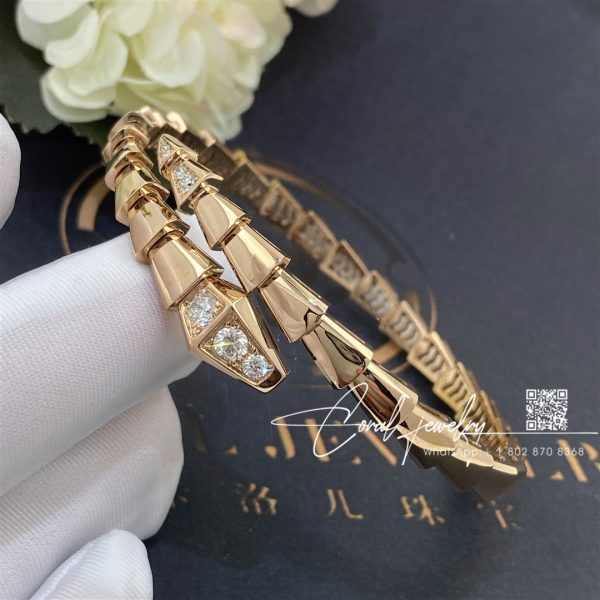 Bulgari Serpenti Viper 18 Kt Rose Gold Bracelet Set With Demi Pavé Diamonds Ref. 357822 (6)