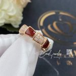 Bulgari Serpenti Viper Band Ring In 18 Kt Rose Gold With Carnelian And Pavé Diamonds Width 6 Mm Ref. 353354 (2)