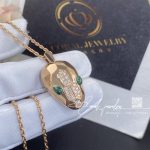 Bulgari Serpenti Necklace With 18 Kt Rose Gold Chain And Pendant, Set With Malachite Eyes And Demi Pavé Diamonds Ref. 352678 (3)