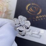 Bulgari Fiorever 18 Kt White Gold Ring Set With A Central Diamond And Pavé Diamonds Ref. 354511 (5)