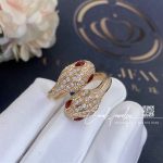 Bulgari Serpenti Seduttori 18 Kt Rose Gold Double Head Ring Set With Rubellite Eyes And Pavé Diamonds Ref. 358090 (3)