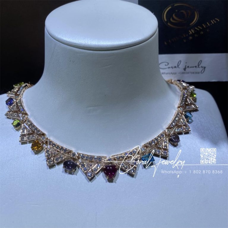 Allegra 18 Kt Rose Gold Necklace Set With Amethysts, Peridots, Pink Tourmalines, Citrine Quartzes, Blue Topazes And Pavé Diamonds 360452 (9)