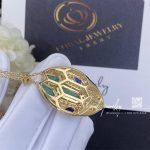 Bulgari Serpenti 18 Kt Rose Gold Necklace Set With Blue Sapphire Eyes, Malachite Elements And Pavé Diamonds On The Pendant Ref. 356782 (6)