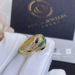 Bulgari Serpenti 18 Kt Yellow Gold Ring Set With Blue Sapphire Eyes, Malachite Elements And Pavé Diamonds Ref. 356207 (5)