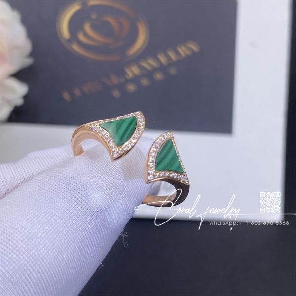 Bulgari Divas' Dream Ring In 18 Kt Rose Gold Set With Malachite Elements And Pavé Diamonds Ref. 359033 (1)