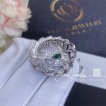 Bulgari Serpenti 18 Kt White Gold Ring Set With Pavé Diamonds And Two Emerald Eyes Ref. 354697 (3)