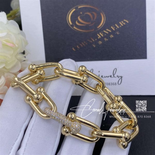 Tiffany Hardwear Large Link Bracelet In Yellow Gold With Diamonds (4)