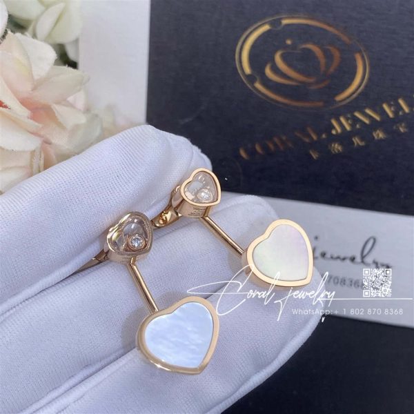 Chopard Happy Hearts Earrings, Ethical Rose Gold, Diamonds, Mother Of Pearl Ref. Number 83a082 5301 (9)