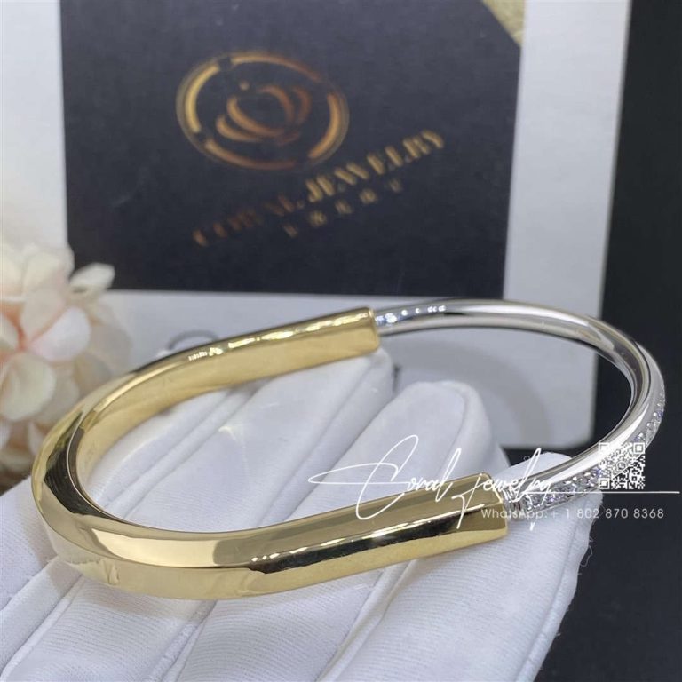 Tiffany Lock Bangle In Yellow And White Gold With Half Pavé Diamonds (2)