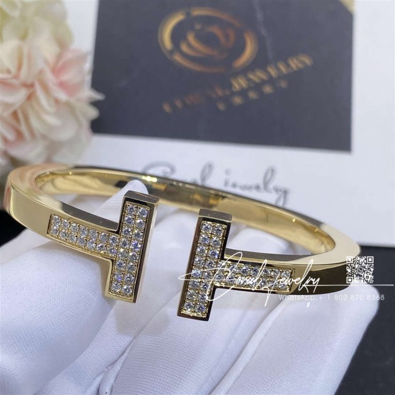 Tiffany T Pavé Diamond Square Bracelet In 18k Gold (3)