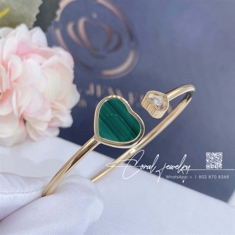 Chopard Happy Hearts Rose Gold Malachite Diamond Bangle 857482 5105 (6)