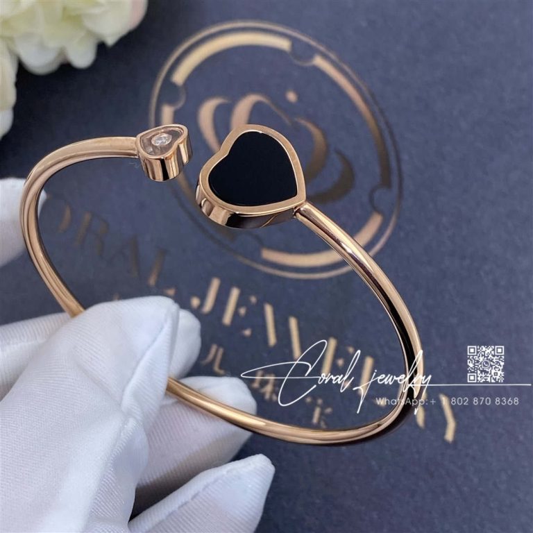 Chopard Happy Hearts Rose Gold Onyx Diamond Bangle 857482 5202 (1)