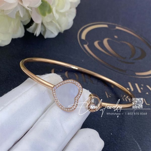 Chopard Rose Gold, Diamond And Mother Of Pearl Happy Hearts Bangle 85a074 5302 (2)