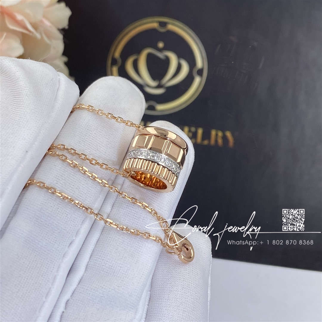 Boucheron quatre radiant edition mini pendant rose gold and diamonds jpn00545 (1)