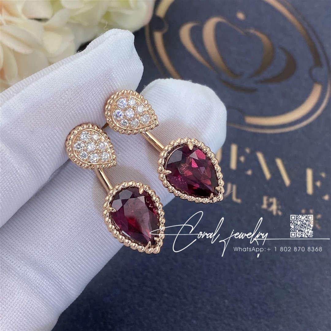 Boucheron Serpent Bohème Stud Earring S And Xs Motifs Rhodolite Jco01430 (1)