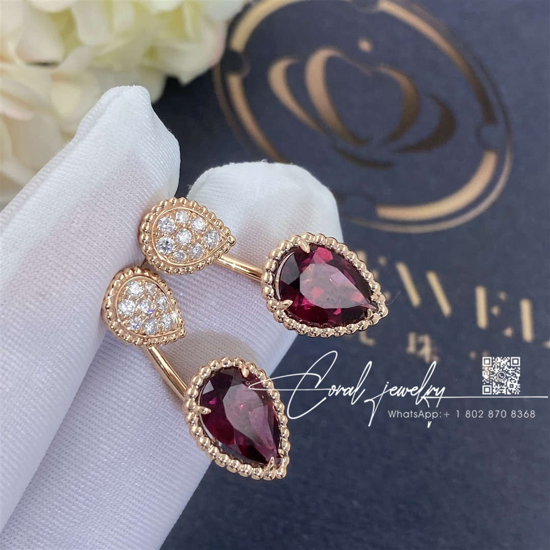 Boucheron Serpent Bohème Stud Earring S And Xs Motifs Rhodolite Jco01430 (2)