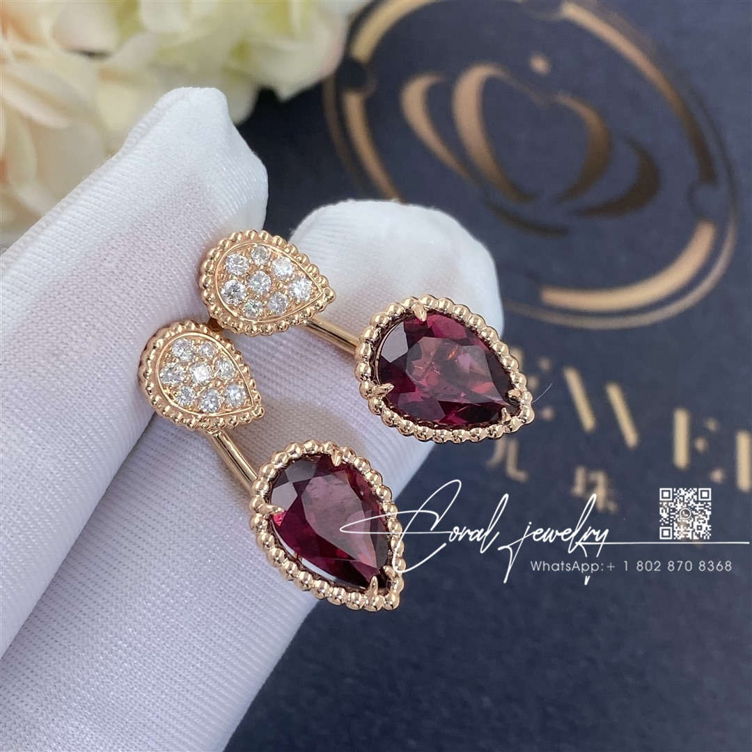 Boucheron Serpent Bohème Stud Earring S And Xs Motifs Rhodolite Jco01430 (3)