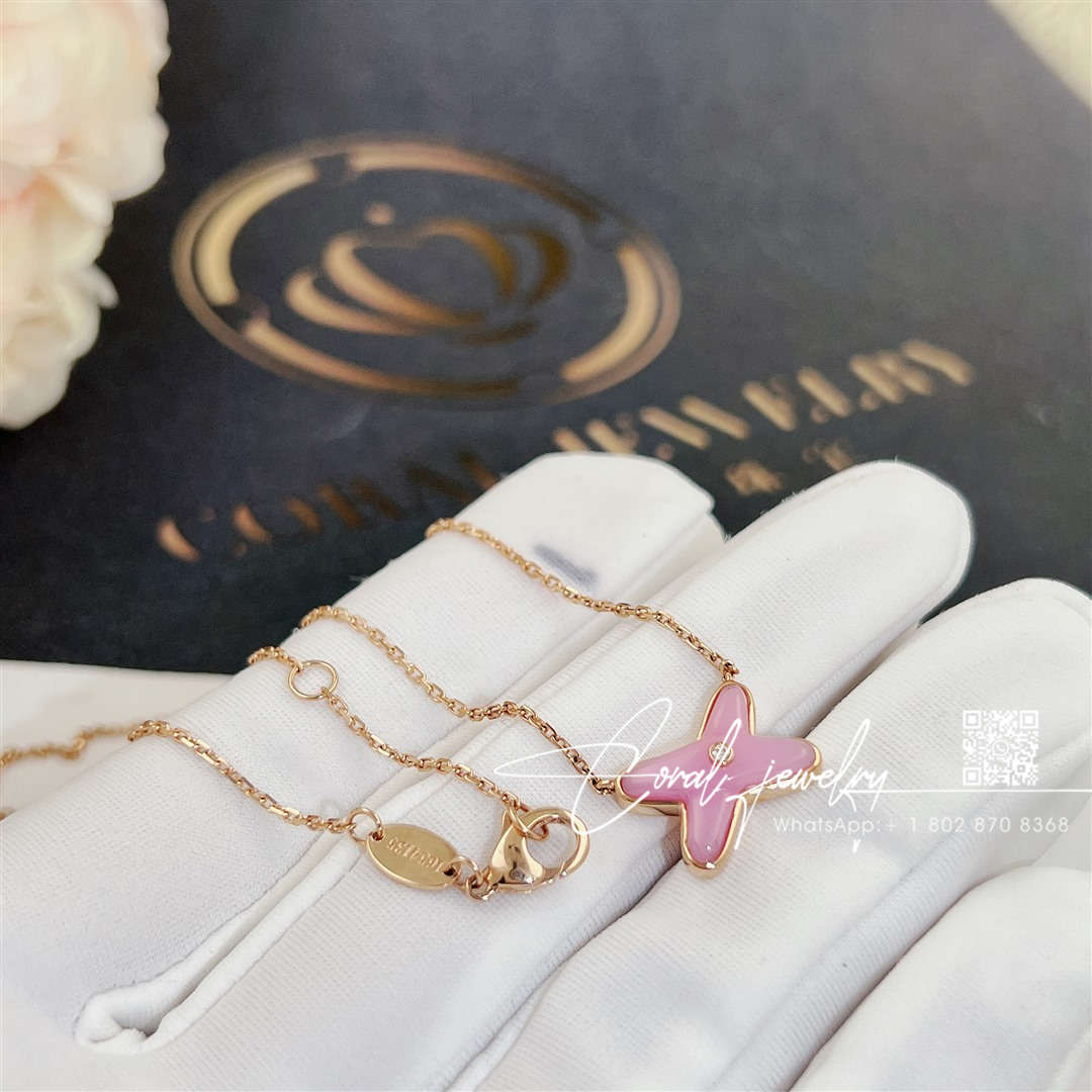 Chaumet jeux de liens pendant rose gold, pink opal, diamond 082996 (5)