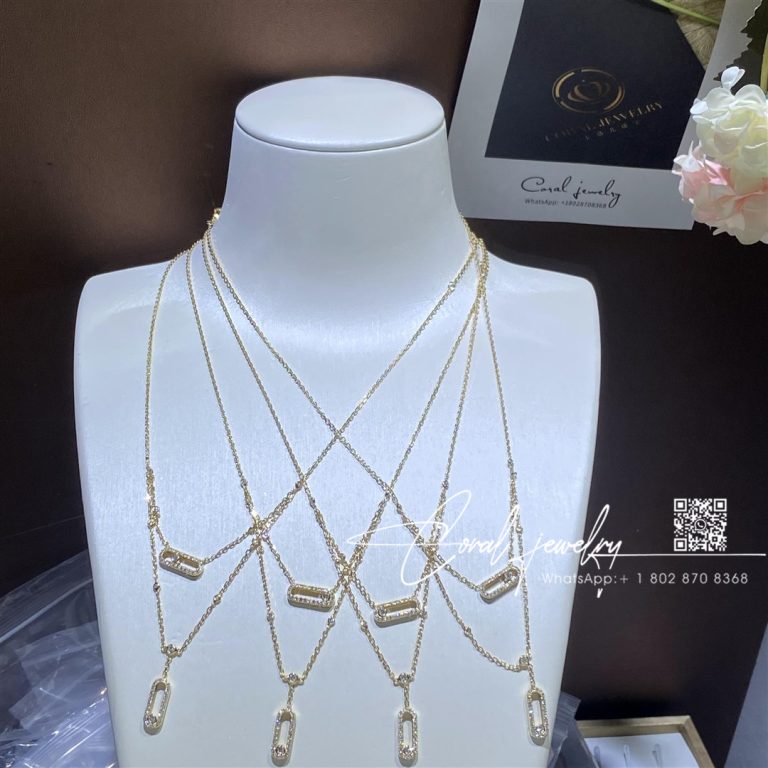 Messika Move Uno 2 Rows Pavé Yellow Gold Diamond Necklace 07174 Yg (2)