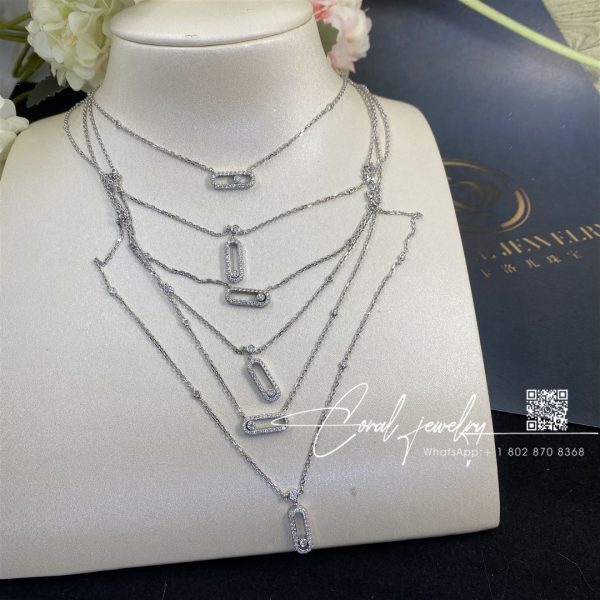 Messika Move Uno 2 Rows Pavé White Gold Diamond Necklace 07174 Wg (2)