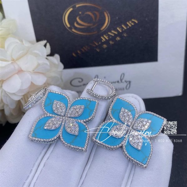 Roberto Coin Princess Flower Earrings With Diamonds And Turquoise Adv888ea1838 03 (5)