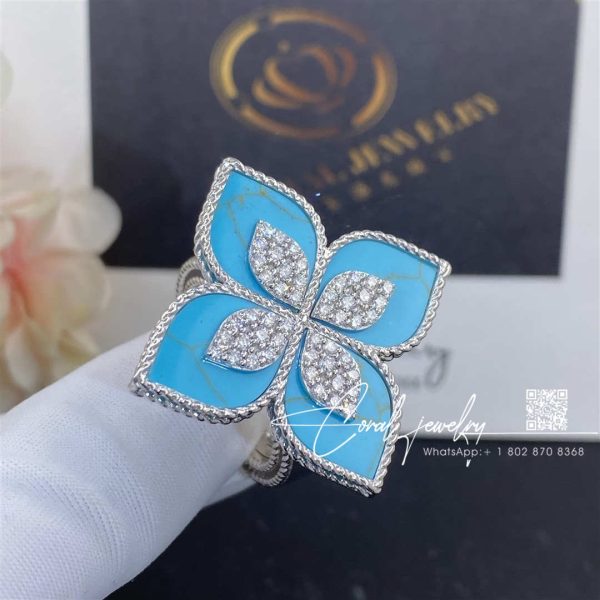 Roberto Coin White Gold Turquoise & Diamonds Princess Flower Ring (9)