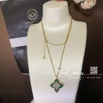 Roberto Coin Princess Flower Pendant Yellow Gold With Diamonds And Malachite 34mm (7)