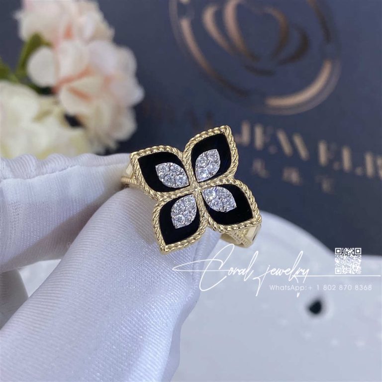 Roberto Coin Princess Flower Ring With Black Jade And Diamonds Adv888ri1837 (4)