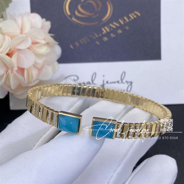 Marli Cleo 2 Link Diamond Slip On Bracelet In Yellow Gold Sea Blue Chalcedony (2)