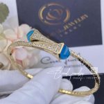 Marli Cleo Diamond Midi Slip On Bracelet In Yellow Gold Sea Blue Chalcedony (4)