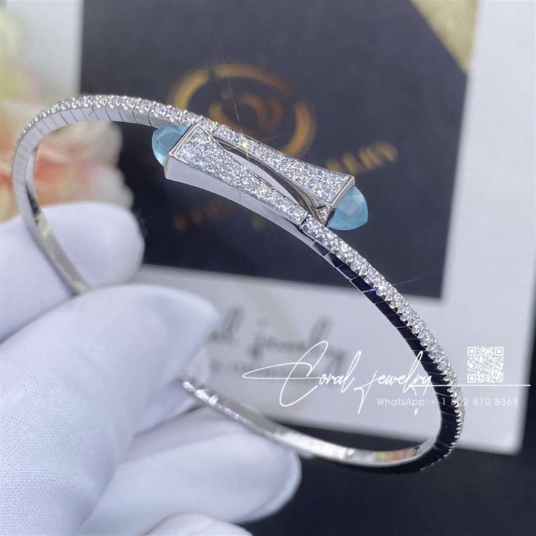 Marli Cleo Diamond Slim Slip On Bracelet In White Gold Sea Blue Chalcedony Cleo B1 (9)