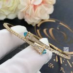 Marli Cleo Diamond Slim Slip On Bracelet In Yellow Gold Sea Blue Chalcedony Cleo B1 (3)