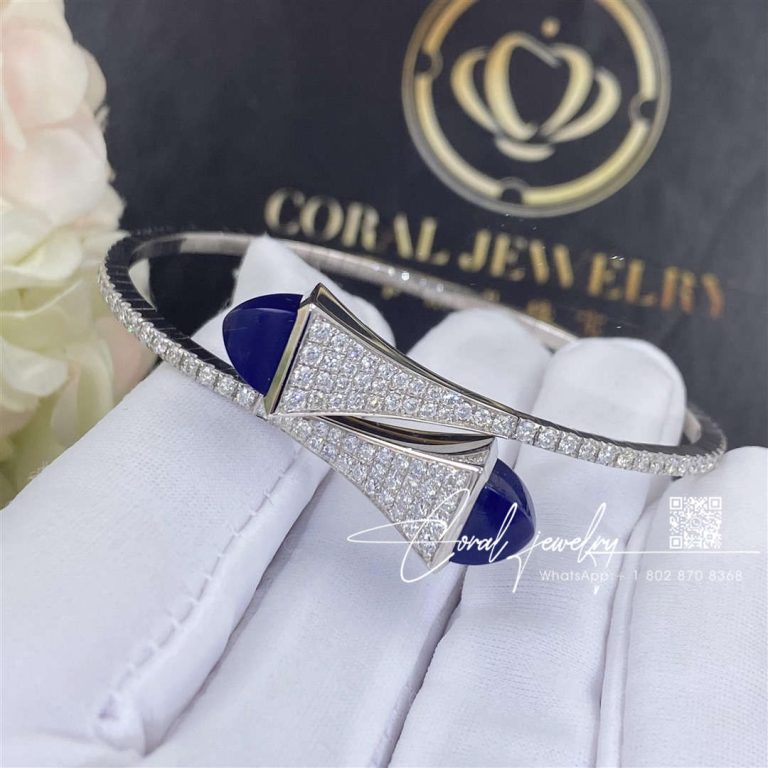 Marli Cleo Diamond Slip On Bracelet In White Gold Lapis Lazuli Cleo B3 (6)