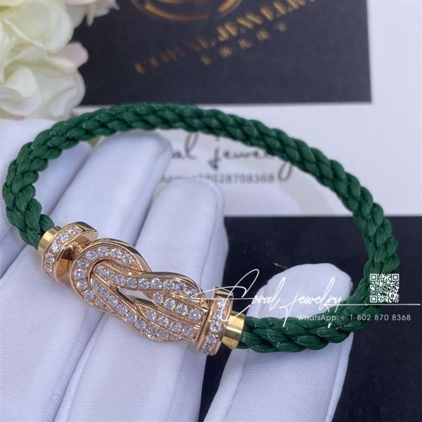 Fred Chance Infinie Bracelet Pink Gold Large Model Diamonds Green Cable (1)