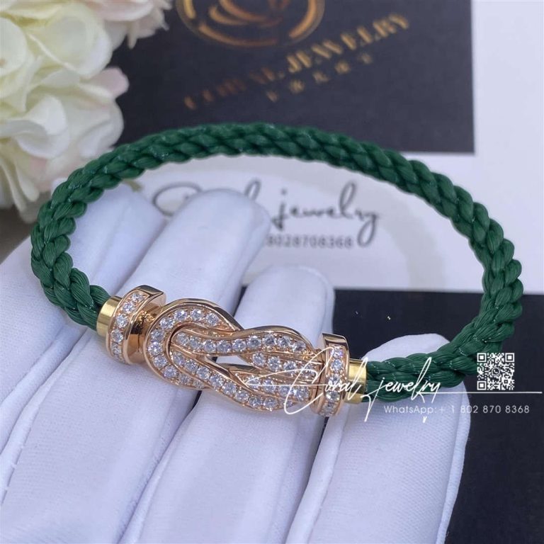 Fred Chance Infinie Bracelet Pink Gold Large Model Diamonds Green Cable (2)