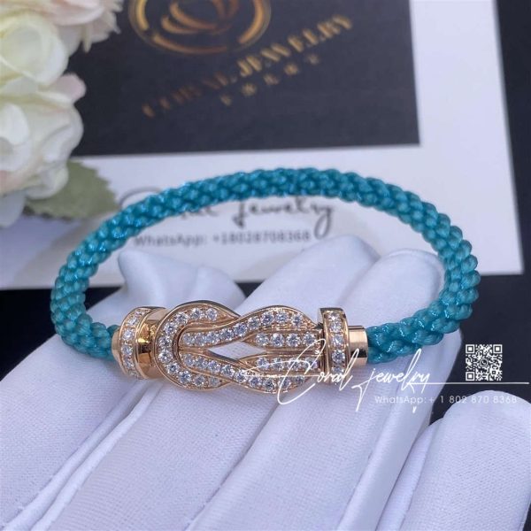 Fred Chance Infinie Bracelet Pink Gold Large Model Diamonds Turquoise Cable (1)