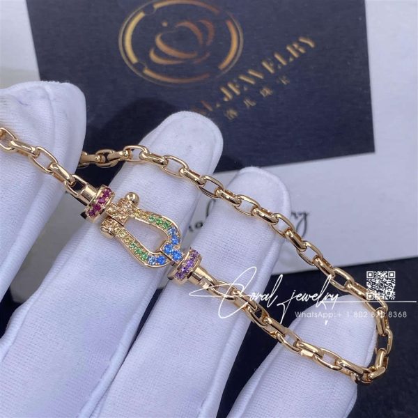 Fred Force 10 Bracelet 18k Pink Gold And Colored Stones Medium Model 0b0156 6b1109 (2)