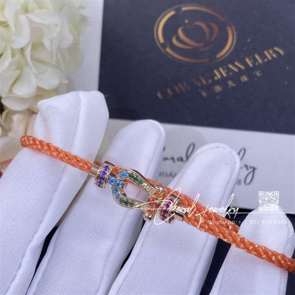 Fred Force 10 Bracelet Medium Model In 18k White Gold And Coloured Stones 0b0170 6b0350 (1)