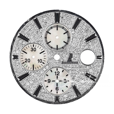 Audemars Piguet 44mm Diamond Pave Mother Of Pearl Subdials Custom Dial