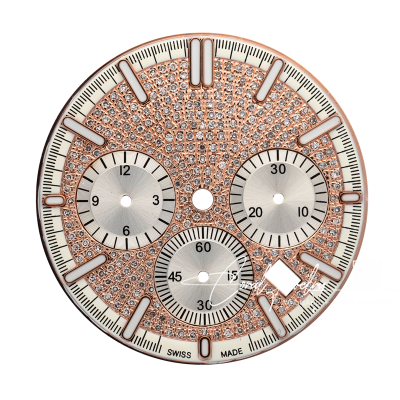 Custom Rose Gold Diamond Paved Dial For Audemars Piguet Royal Oak Chrono 41