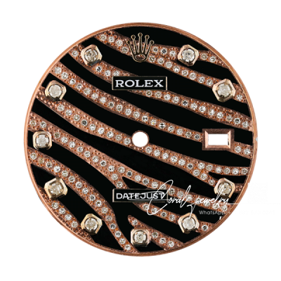 Rolex Datejust 36mm Rose Gold Zebra Design Diamond Set Custom Dial